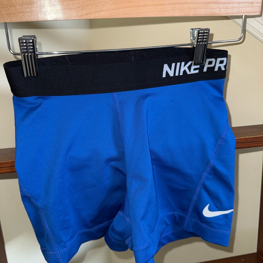 Nike Royal Blue Compression Shorts with Black Waistband